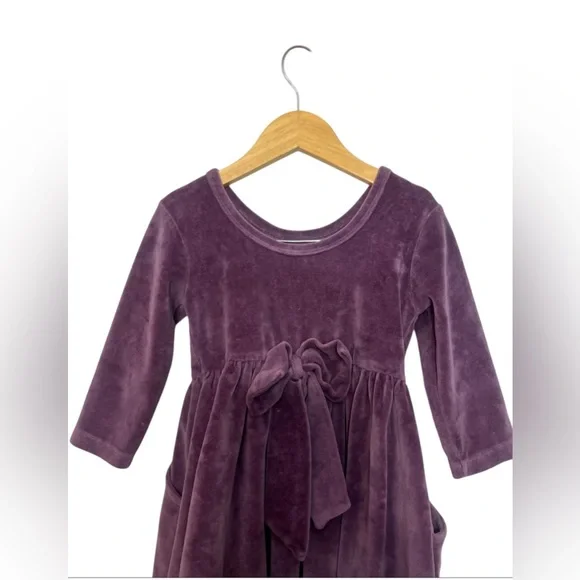 RUFFLEBUTTS VINTAGE VIOLET VELOUR TWIRL DRESS